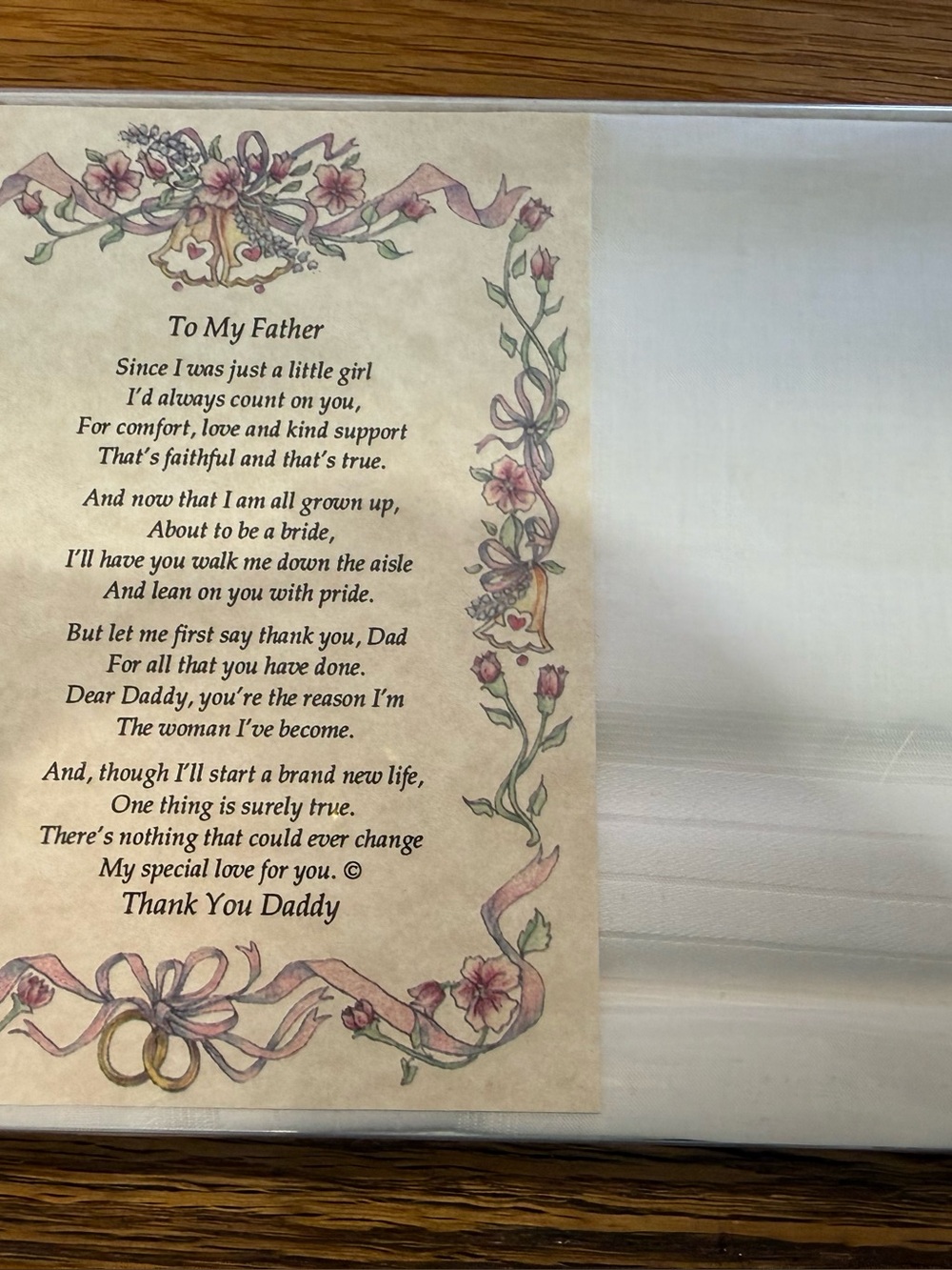 To My Father Wedding Floral Folded Greeting Card, Beige/Multicolor
